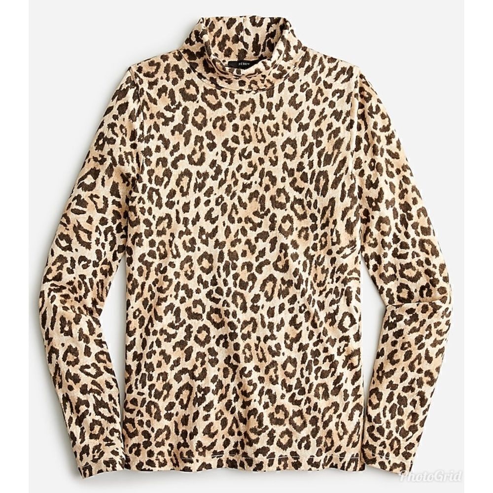 J.Crew Tissue turtleneck in Mara Leopard Natural